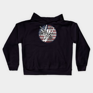 Skeleton Hands Devil Horns Rock Drummer USA Kids Hoodie